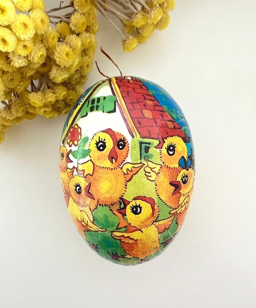 Petite boîte œuf en carton / papier mâché Poussins, Diversen, Pasen, Gebruikt, Ophalen of Verzenden