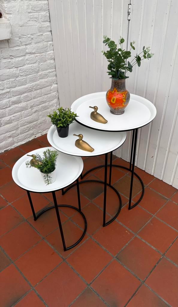 Vintage metalen bijzettafels, Huis en Inrichting, Ophalen, Gebruikt