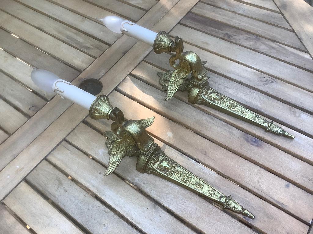 Appliques murale laiton lampe flamme, Enlèvement, Comme neuf, Métal, Empire