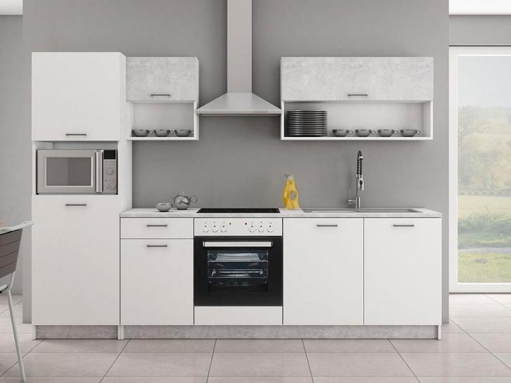 Cuisine complète d'aspect blanc/béton - spacieuse!, Maison & Meubles, Cuisine | Éléments de cuisine, Neuf, 200 cm ou plus, 150 à 200 cm