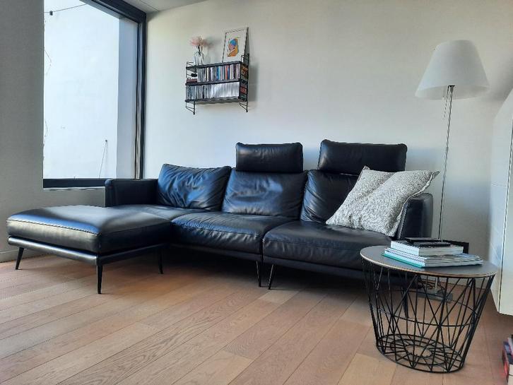 Zetel: Leder 3 à 4 personen, Huis en Inrichting, Zetels | Zetels, Gebruikt, Rechte bank, Driepersoons, 200 tot 250 cm, 75 tot 100 cm