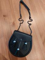 Sporran + sporran chain belt ( schotse lederen tas ), Enlèvement, Comme neuf, Noir, Cuir véritable