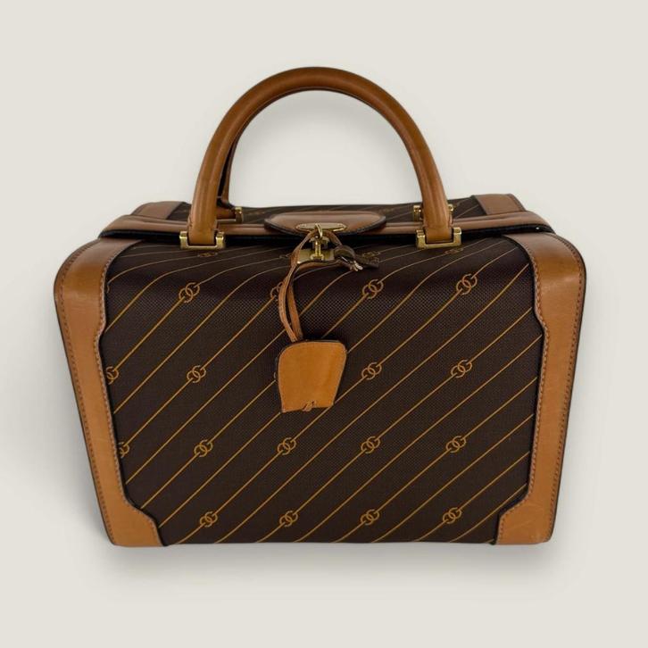 Gucci koffer tas vintage authentiek, Handtassen en Accessoires, Tassen | Damestassen, Gebruikt, Handtas, Bruin, Ophalen of Verzenden