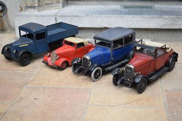 Collectie 4 zeldzaam antiek speelgoed van Renault en Citroen beschikbaar voor biedingen