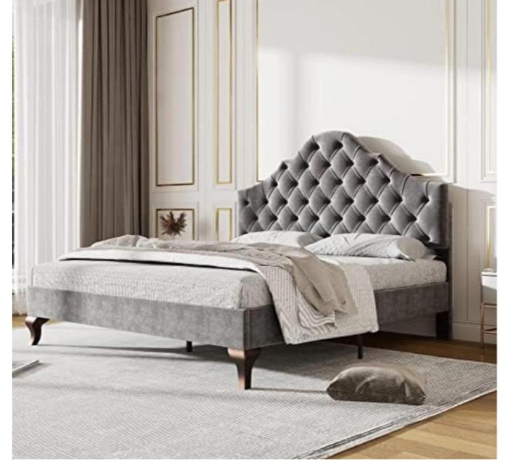 Barok bed prinsessen bed 140x200 cm nieuw, Huis en Inrichting, Slaapkamer | Bedden, Nieuw, Twijfelaar, 140 cm, 200 cm, Stof, Grijs