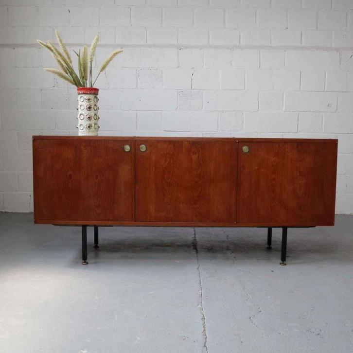 Teak sideboard by Louis Paolozzi for Monopoly, France 1960's, Antiek en Kunst, Curiosa en Brocante, Ophalen