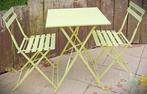 groene tuintafel met 2 stoelen, Tuin en Terras, Tuintafels, Ophalen, Gebruikt, Vierkant, Metaal