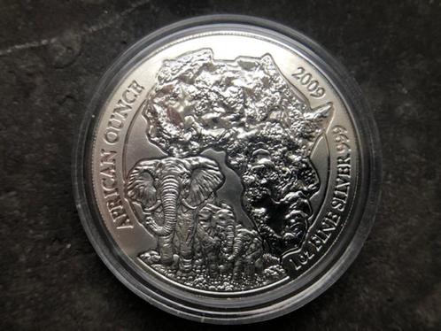 2009 Ruanda Rwanda - Elephant - 1 oz silver, Postzegels en Munten, Munten | Afrika, Losse munt, Overige landen, Zilver, Ophalen of Verzenden