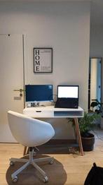 Desk 50x100 white/natural & Desk Chair, Huis en Inrichting, Bureaus, Ophalen, Zo goed als nieuw, Bureau