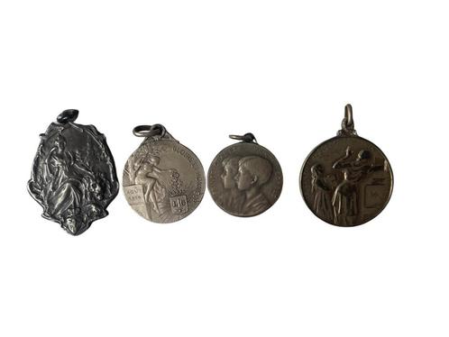 Lot van vier Belgische medailles, Postzegels en Munten, Penningen en Medailles, Overige materialen, Ophalen of Verzenden