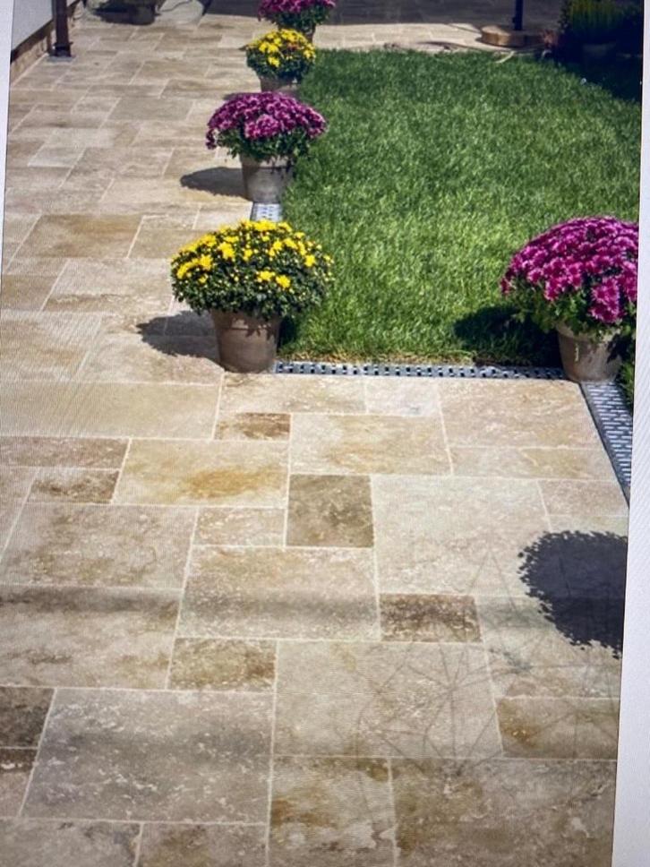 Travertin int./ext. vieilli Opus Romain 12mm 1er choix, Doe-het-zelf en Bouw, Tegels, Nieuw, Vloertegels, Hardsteen, 40 tot 60 cm