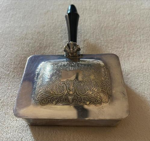 Antiek verzilverd kruimelbakje — Gemaakt in Engeland, Antiek en Kunst, Antiek | Zilver en Goud, Zilver, Ophalen of Verzenden