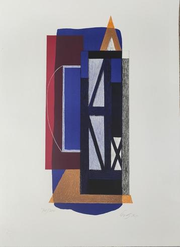 GEOMETRISCHE ABSTRACTIE/gesigneerd en gedateerd kunstwerk (G beschikbaar voor biedingen
