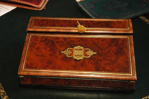 Ecritoire Napoléon III en placage de loupe de thuya., Antiquités & Art, Antiquités | Bureau & Affaires, Enlèvement ou Envoi