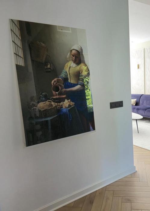 Glasschilderij melkmeisje Vermeer echt glas!, Huis en Inrichting, Woonaccessoires | Schilderijen, Tekeningen en Foto's, Zo goed als nieuw