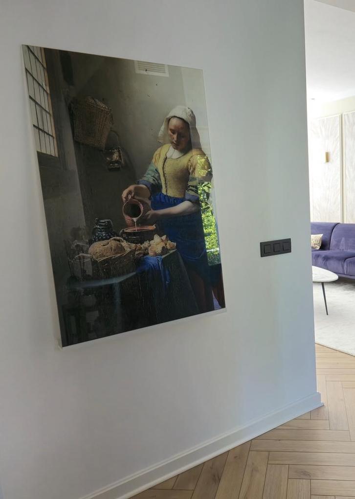 Glasschilderij melkmeisje Vermeer echt glas!, Huis en Inrichting, Woonaccessoires | Schilderijen, Tekeningen en Foto's, Zo goed als nieuw