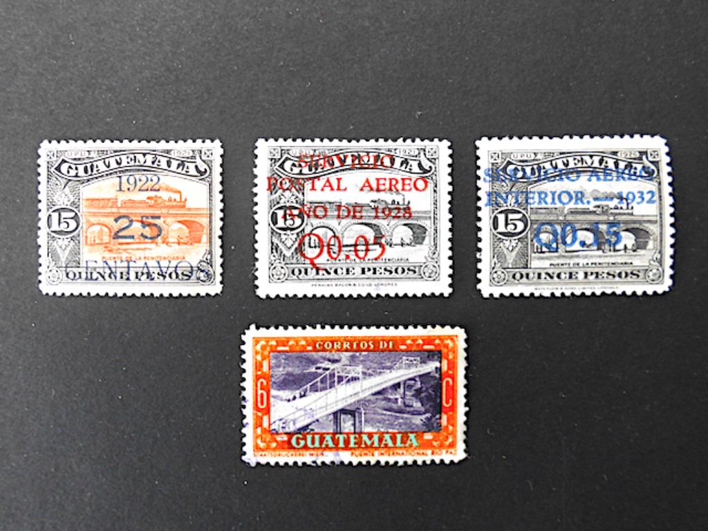 Guatemala : 4 timbres (1922 - 1950), Enlèvement ou Envoi, Amérique du Sud