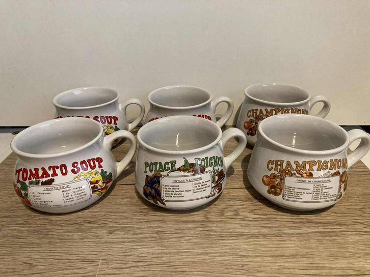 6 grote vintage soepkommen, Huis en Inrichting, Keuken | Servies, Zo goed als nieuw, Kop(pen) en/of Schotel(s), Keramiek, Ophalen of Verzenden