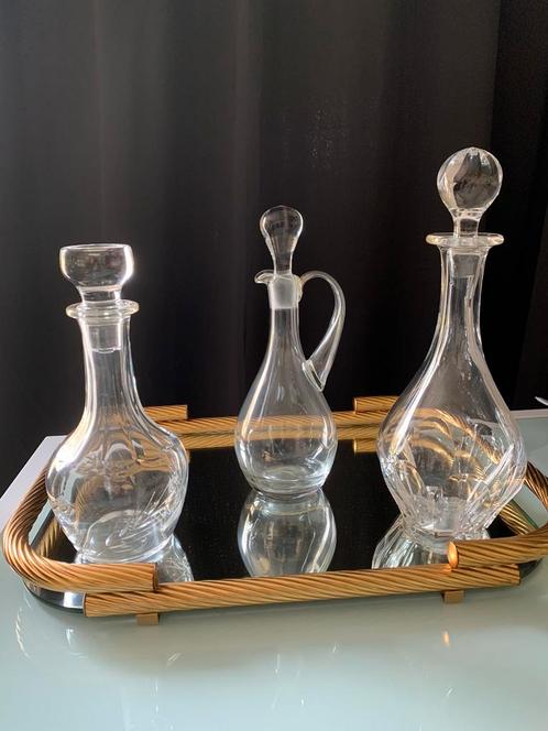 3 carafes en cristal, Antiquités & Art, Antiquités | Verre & Cristal, Enlèvement ou Envoi