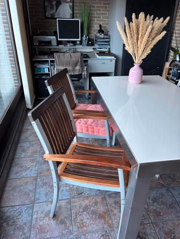 Tafel met 4 teak stoelen, Ophalen of Verzenden
