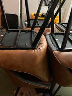 8 stoelen imitatieleer + stoef, Huis en Inrichting, Stoelen, Ophalen, Overige kleuren, Metaal, Zo goed als nieuw