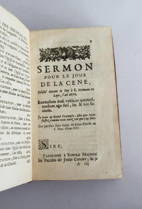 Livre ancien Sermons pour le jours DE LA CENE, français 1676, Antiquités & Art, Antiquités | Livres & Manuscrits, Enlèvement ou Envoi