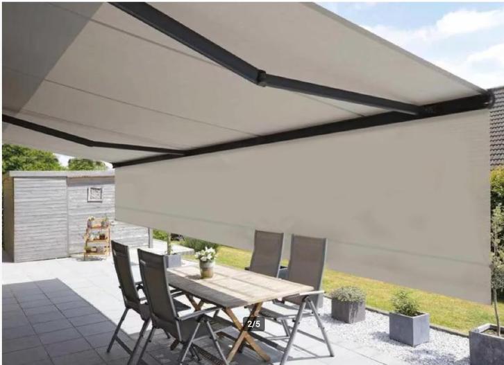 zonnescherm    5 meter met motor, Tuin en Terras, Zonneschermen, Elektrisch, Ophalen