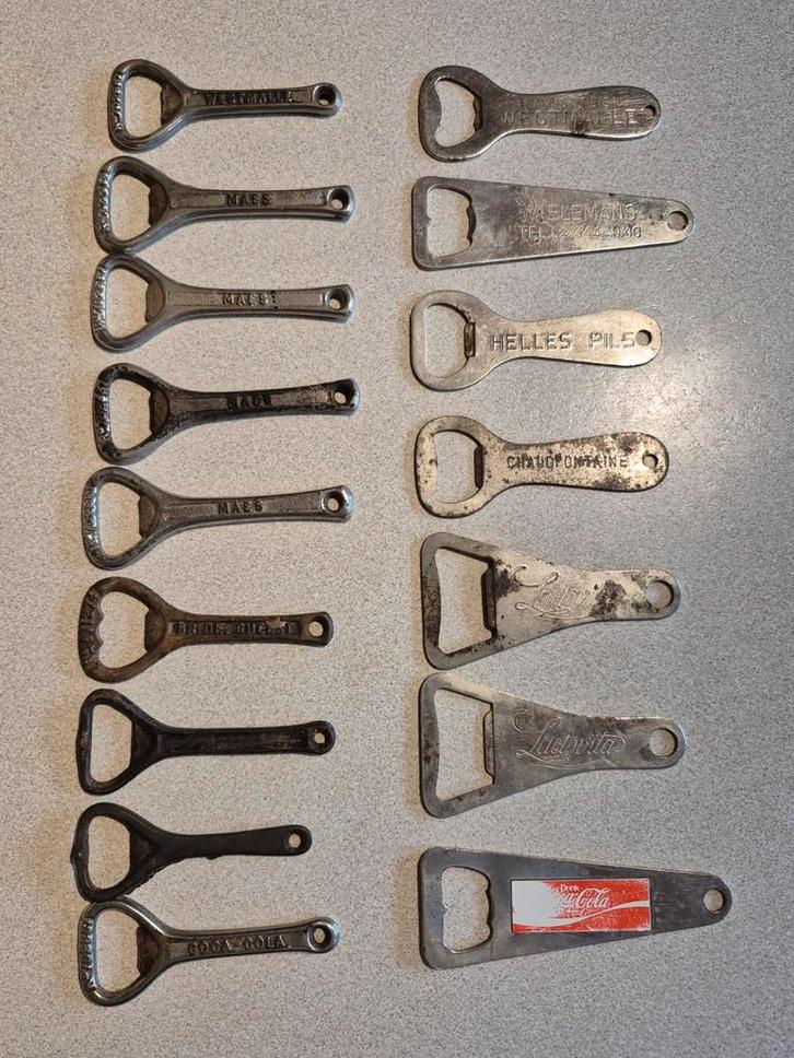 Lot vintage flesopeners Westmalle, De Geest, Maes, Coca-Cola, Verzamelen, Biermerken, Gebruikt, Flesopener, Overige merken, Ophalen of Verzenden