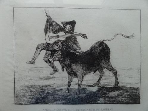 Originele ets van Francisco Goya (1746-1828) mooi ingelijst, Antiek en Kunst, Kunst | Etsen en Gravures, Verzenden