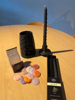 Set met waxbrander en geurkaarsen, Huis en Inrichting, Woonaccessoires | Kandelaars en Kaarsen, Ophalen, Nieuw, Zwart, Kandelaar