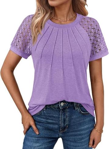 Damesblouse met korte mouwen | lila | Nieuw beschikbaar voor biedingen