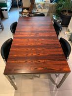 Vintage eettafel met bijbehorende stoelen, Ophalen, Gebruikt, Vintage, 50 tot 100 cm
