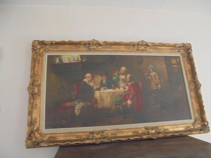 schilderij met gouden/bronzen kader Louis, Antiek en Kunst, Kunst | Schilderijen | Klassiek, Ophalen of Verzenden