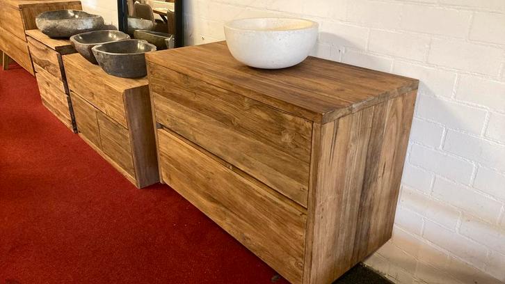 Teak badkamermeubel 120 cm, Huis en Inrichting, Badkamer | Badkamermeubels, Nieuw, Wastafelkast, Ophalen of Verzenden