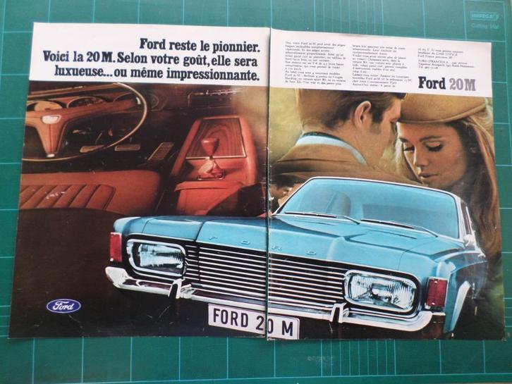 Ford 20M - publicité papier - 1969, Collections, Marques & Objets publicitaires, Utilisé, Autres types, Enlèvement ou Envoi