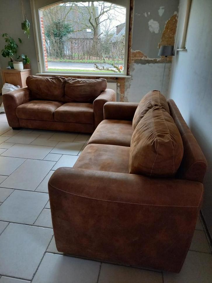 Salon in kunstleder ; 3 + 2 zit, Huis en Inrichting, Zetels | Complete zithoeken, Ophalen