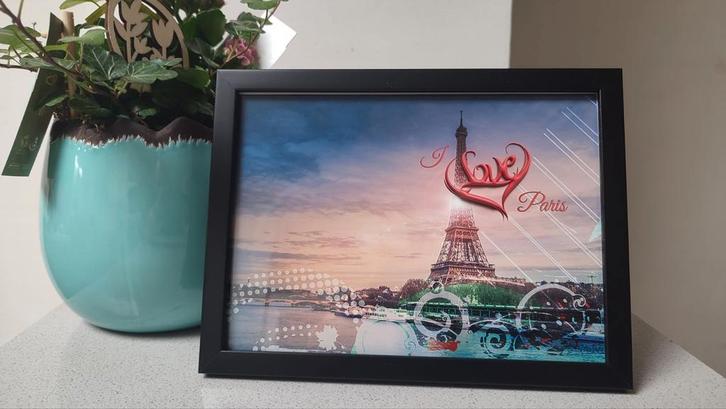 Cadre déco "I Love Paris" 13x18 cm, Huis en Inrichting, Woonaccessoires | Lijsten, Zo goed als nieuw, Ophalen