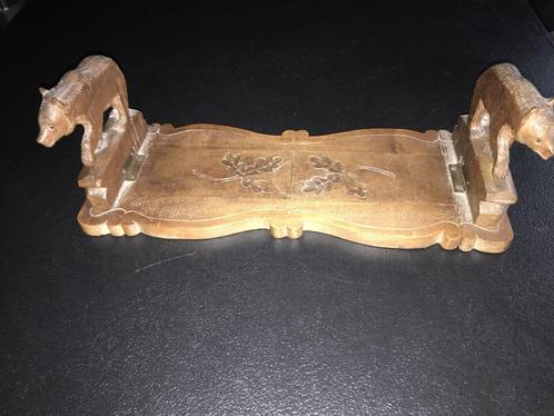 Antieke Verstelbare Houten Boekensteun Met Beren, Antiek en Kunst, Kunst | Beelden en Houtsnijwerken, Ophalen of Verzenden