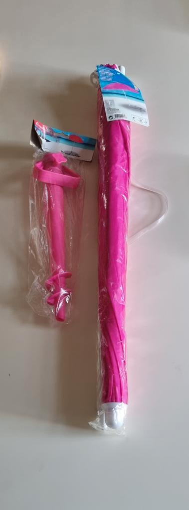 ensemble Parasol de plage rose+Pied  à vis neif, Tuin en Terras, Parasols, Nieuw, Strandparasol, Verstelbaar