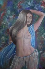 groot olieschilderij vrouw (75x115cm), Antiek en Kunst, Ophalen of Verzenden