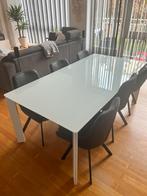 Grande table en verre blanc moderne, Comme neuf, 100 à 150 cm, Rectangulaire, Moderne