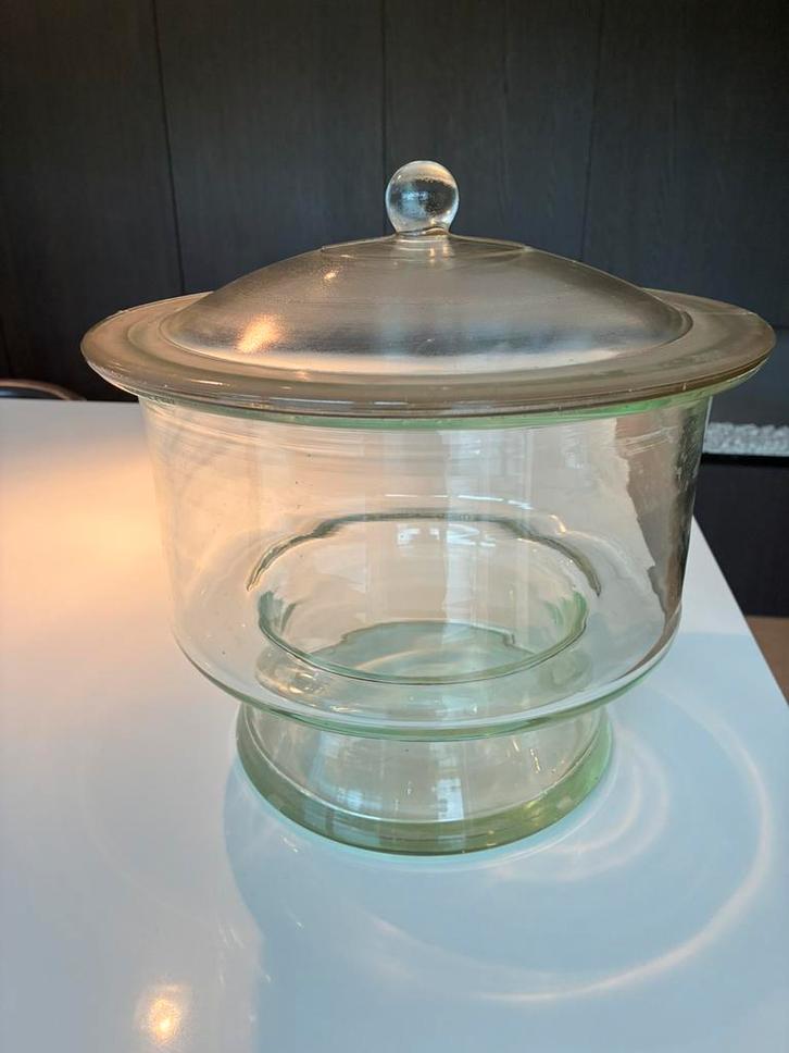 Grote glazen schaal met deksel, Antiek en Kunst, Curiosa en Brocante, Ophalen