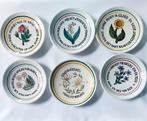 Perignem vintage jaren 60 6 (wand)bordjes bloemen met spreuk, Ophalen of Verzenden
