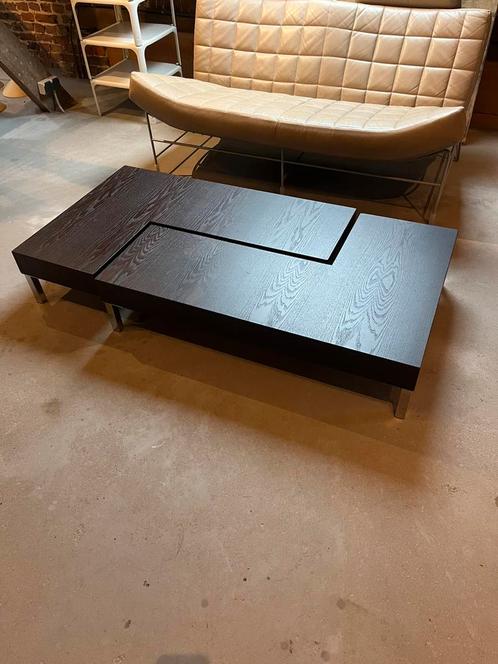 Lage salontafel tweedelig modulair - donker hout, Huis en Inrichting, Tafels | Salontafels, Gebruikt, Minder dan 50 cm, 100 tot 150 cm