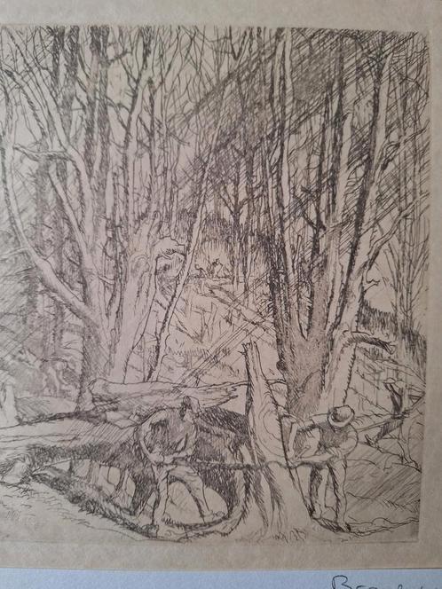 Ets van Frank Brangwyn "In het woud", Antiek en Kunst, Kunst | Etsen en Gravures, Ophalen of Verzenden