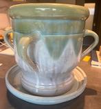 Geglazuurde terracotta pot met 4 handgrepen - 30 cm, Tuin en Terras, Bloempotten, Ophalen, Zo goed als nieuw, Aardewerk