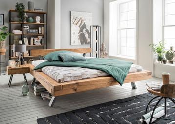 Le Lit Xavier en bois de chêne massif., Neuf, 200 cm, Bois, Deux personnes