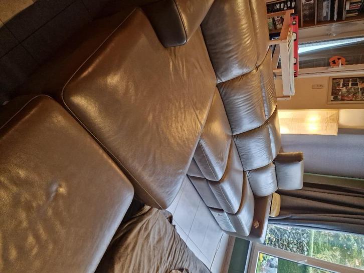 Hoekzetel Italiaans leder, Huis en Inrichting, Zetels | Complete zithoeken, Zo goed als nieuw, Leer, Ophalen