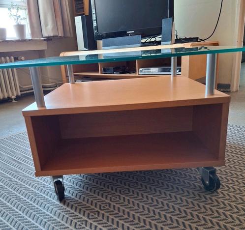 Salontafel met wieltjes, Huis en Inrichting, Kasten |Televisiemeubels, Gebruikt, Ophalen