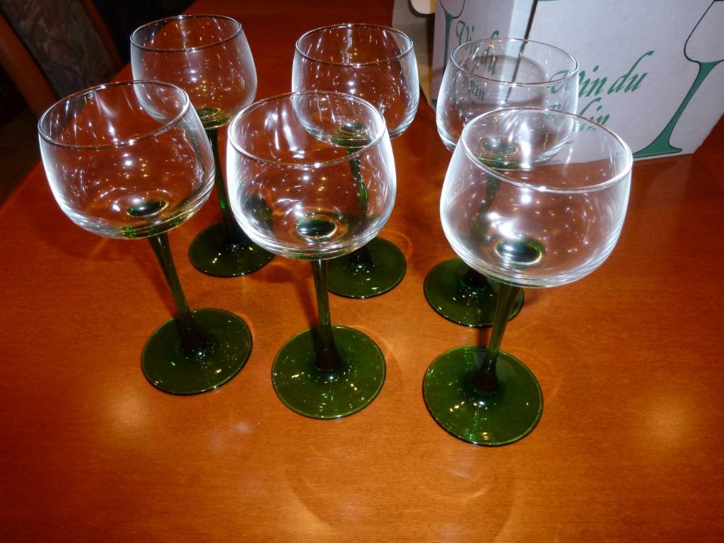 Verres en Cristal J.G DURAND à vin Blanc du RHIN- 6 pc, Huis en Inrichting, Keuken | Servies, Zo goed als nieuw, Glas of Glazen